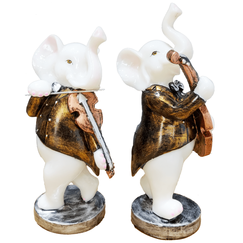 Pair of Musical Appu Set Idol Playing Violin  Decorative Gift