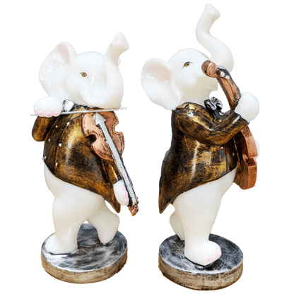 Pair of Musical Appu Set Idol Playing Violin  Decorative Gift