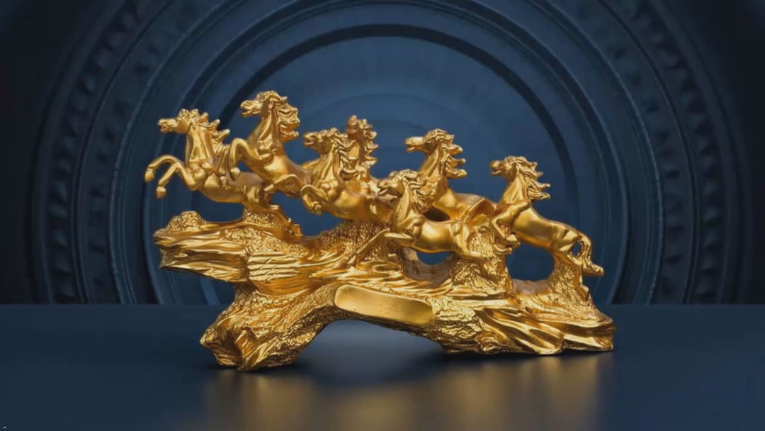 Seven Running Horses Showpiece Made of Resin – 10 Inch Vastu Symbol of Success, Speed & Prosperity