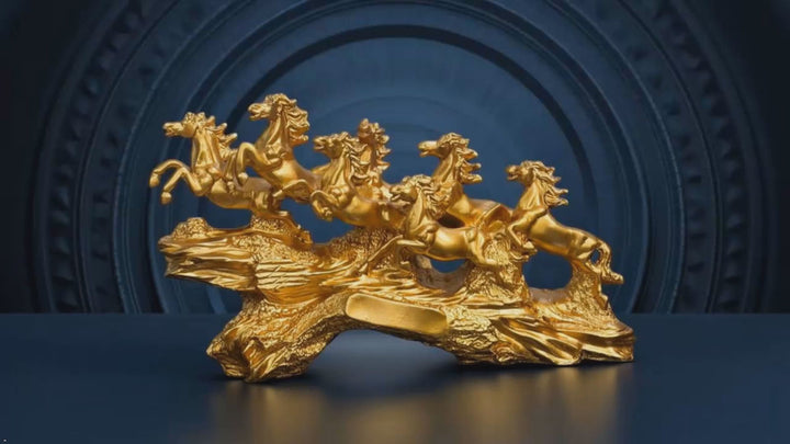 Seven Running Horses Showpiece Made of Resin – 10 Inch Vastu Symbol of Success, Speed & Prosperity