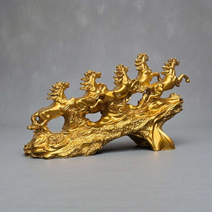 7 running horses showpiece golden
golden seven horses vastu
resin horse statue home decor
horse figurine for office table
